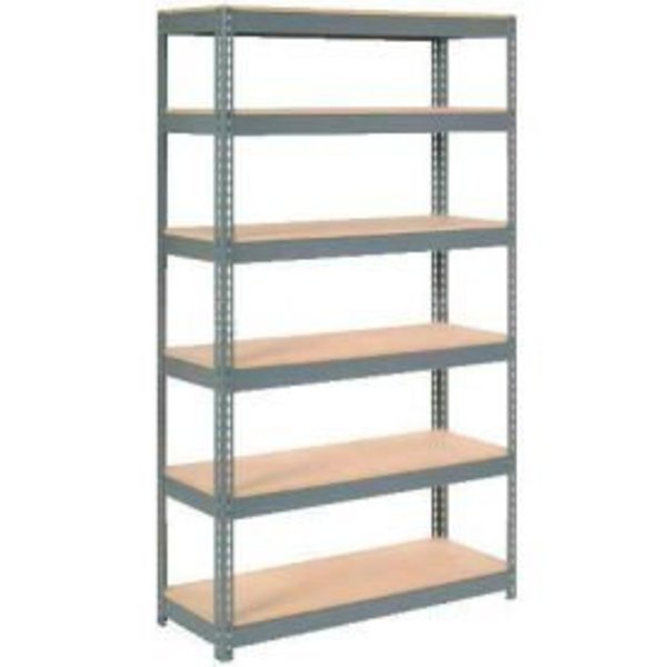 Global Equipment Extra Heavy Duty Shelving 48"W x 12"D x 96"H With 6 Shelves, Wood Deck, Gry 717370